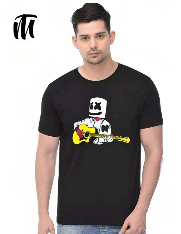 Mens Casual Round Neck T-shirt -8815680 - Black, L