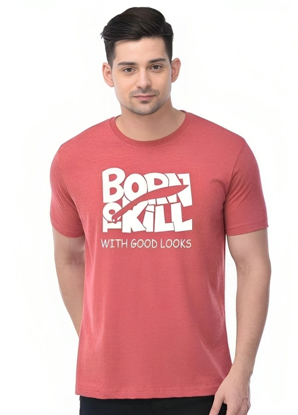 Trendzo Mens Casual Round Neck T-shirt- 5272789 - Tickle Me Pink, S