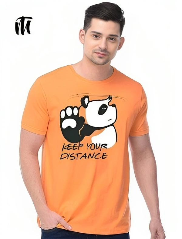 Trendzo Mens Casual Round Neck T-shirt- 9044878 - Web Orange, M