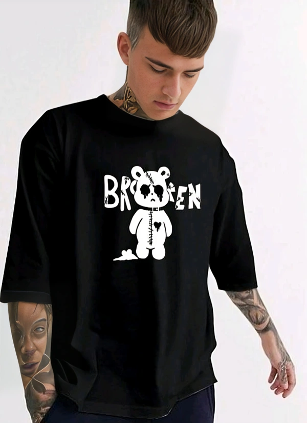 Trendzo Mens Graphic Printed Oversized T-shirt- 172367970 - Black, XL
