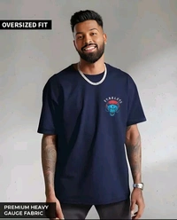 Sindon Men's Oversized Printed Tshirt- 292212496 - Navy Blue, L