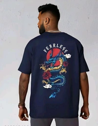 Sindon Men's Oversized Printed Tshirt- 292212496 - Navy Blue, XL