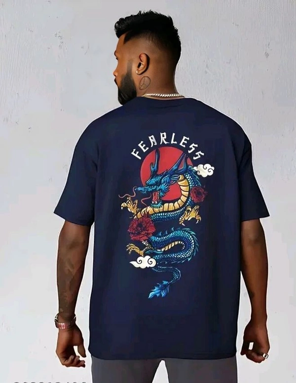 Sindon Men's Oversized Printed Tshirt- 292212496 - Navy Blue, XXL