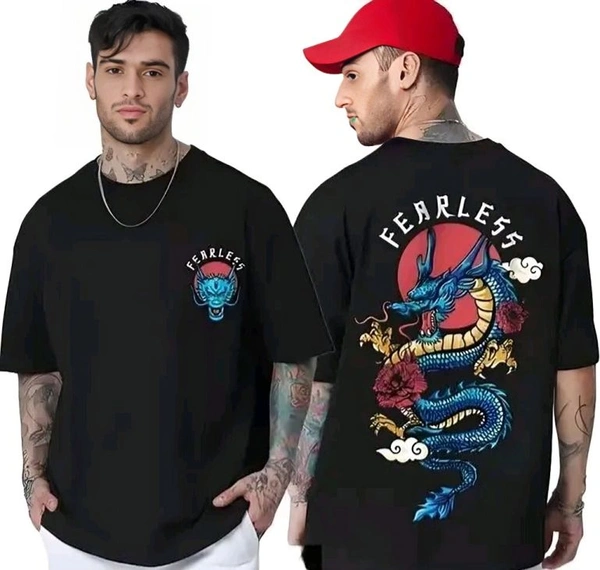Sindon Men's Oversized Printed Tshirt- 292212498 - Black, L