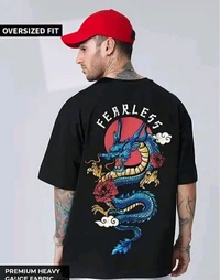 Sindon Men's Oversized Printed Tshirt- 292212498 - Black, L