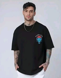 Sindon Men's Oversized Printed Tshirt- 292212498 - Black, L