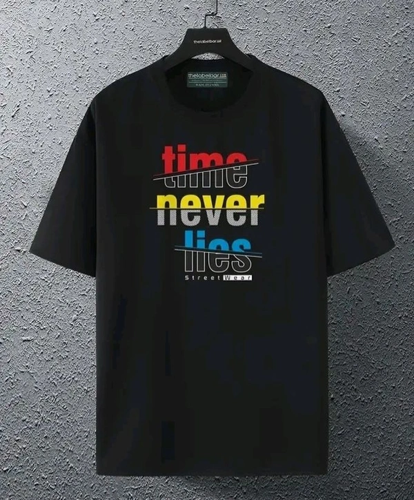 Sindon Men's Round Neck Printed Tshirt- 345996647 - Black, XL