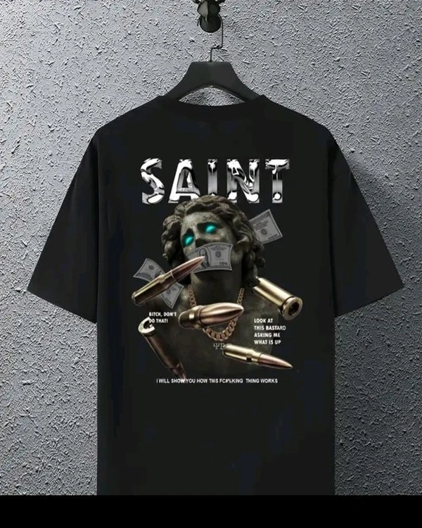 Sindon Men's Oversized Printed Tshirt- 345981379 - S, Black