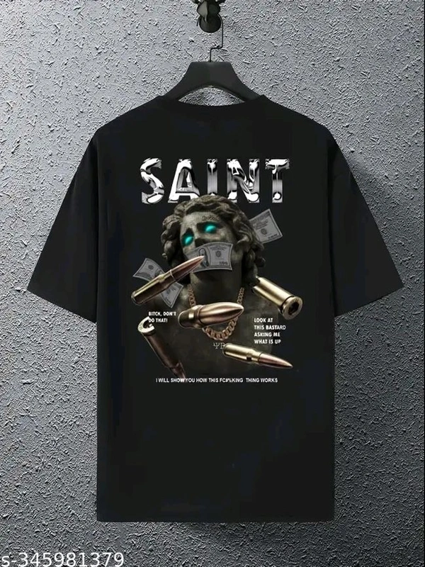 Sindon Men's Oversized Printed Tshirt- 345981379 - XL, Black