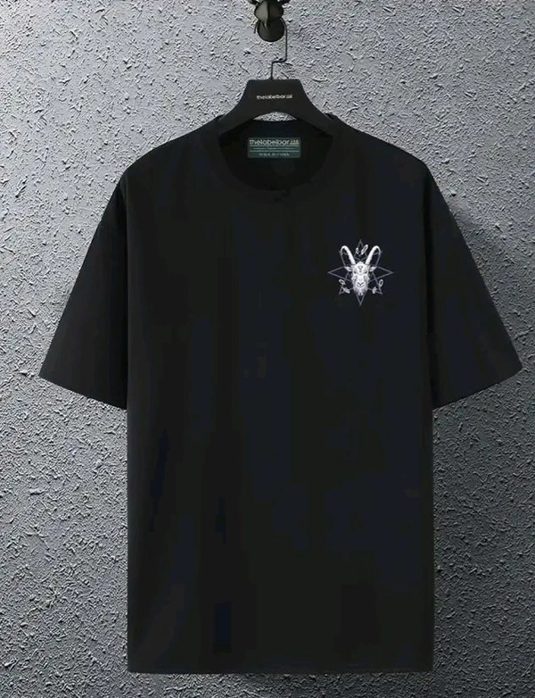 Sindon Men's Oversized Printed Tshirt- 343564812 - Black, L