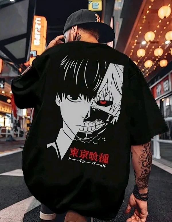 Sindon Men's Oversized Printed Tshirt- 436412312 - Black, XL