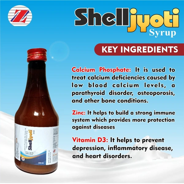 Shelljyoti Syrup — Calcium, Vitamin D3 & Zinc Multinutrient Syrup