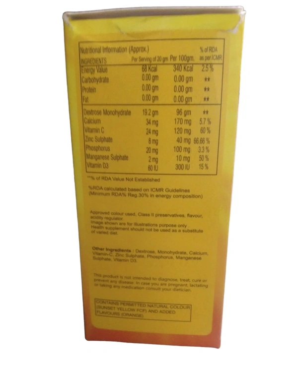 ZANE PHARMACEUTICALS ORENERGY Energy Drink 105gm.