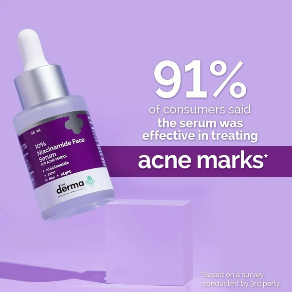 The Derma Co 10% Niacinamide Face Serum with Zinc for Acne Marks - 30 ml | Fades Acne Marks & Dark Spots | Controls Oil