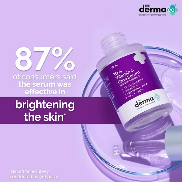 The Derma Co 10% Vitamin C Face Serum with Vitamin C, 5% Niacinamide & Hyaluronic Acid for Skin Radiance - 30ml