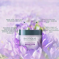 Biotique Saffron Dew Youthful Moisturizer, 50g | Protects Skin Cells | Prevents Ageing and Retains Youthful Glow | 100% Botanical Extracts | Suitable for All Skin Types