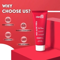 Clensta Red Aloe Vera Face Wash With Vitamin C & Niacinamide For Nourishing, Hydrating & Glowing Skin | Face Wash For All Skin Types For Women & Men 100 Ml