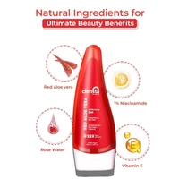 Clensta Red Aloe Vera Gel 22x MORE POWERFUL Than Normal Aloe Vera For Skin and Hair With 1% Niacinamide & Vitamin E | Hydrating, Moisturizing & Glowing Skin | For Women & Men All Skin Type - 130ml