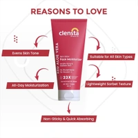 Clensta Red Aloe Vera Skin Glow Face Moisturizer With Red Aloe Vera & Vitamin C For Evens Skin Tone, Brightening & Glowing Skin For Men & Women 80 Gm