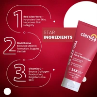 Clensta Red Aloe Vera Skin Glow Face Moisturizer With Red Aloe Vera & Vitamin C For Evens Skin Tone, Brightening & Glowing Skin For Men & Women 80 Gm