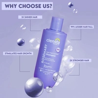 Clensta Rosemary Hair Fall Control Shampoo with Biotin for Reducing Hair Loss, Breakage & Daily use |All Hair Types | Men & Women | Sulfate & Paraben Free 250ml