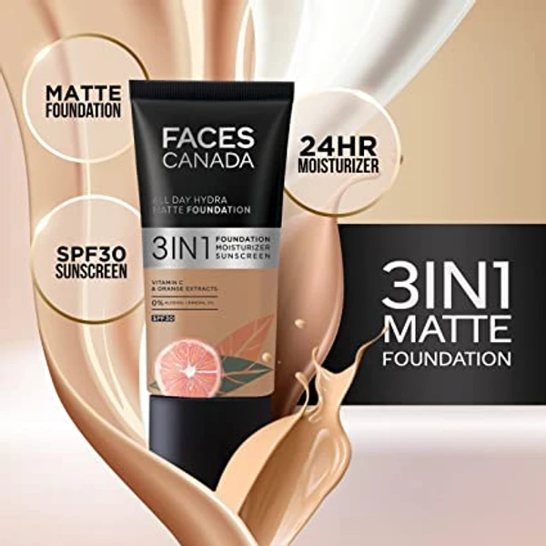 Faces Canada 3 In 1 All Day Hydra Matte Foundation - Rich Ivory 013