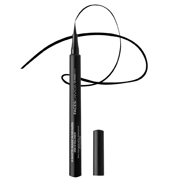 Faces Canada Ultime Pro A Matte Made in Heaven Ink Eyeliner - Black, 1.2 ml | Felt Tip Pen Liner For Ultra Fine Application | 24 Hr Long Stay Formula | Waterproof, Smudgeproof & Transferproof