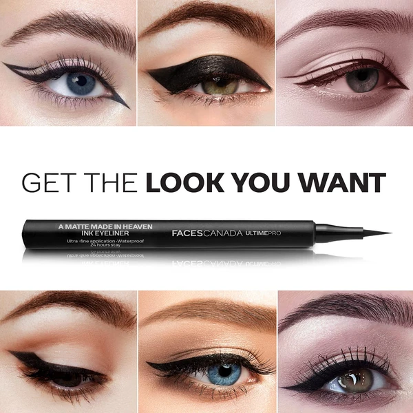 Faces Canada Ultime Pro A Matte Made in Heaven Ink Eyeliner - Black, 1.2 ml | Felt Tip Pen Liner For Ultra Fine Application | 24 Hr Long Stay Formula | Waterproof, Smudgeproof & Transferproof