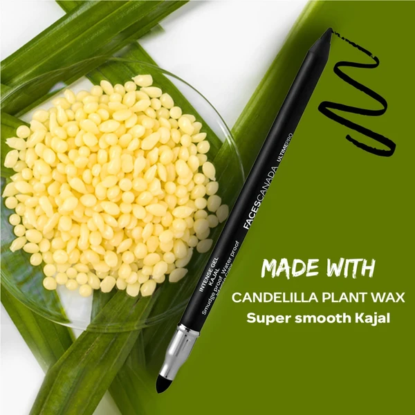 Faces Canada Ultime Pro Intense Gel Kajal With Smudger & Sharpener - Black, 1.2 g | 24 Hr Long Stay | Waterproof & Smudgeproof | One Swipe Smooth Application | 3-in-1 Kajal, Eyeliner, Smokey Eyeshadow