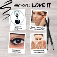 Faces Canada Ultime Pro Intense Gel Kajal With Smudger & Sharpener - Black, 1.2 g | 24 Hr Long Stay | Waterproof & Smudgeproof | One Swipe Smooth Application | 3-in-1 Kajal, Eyeliner, Smokey Eyeshadow