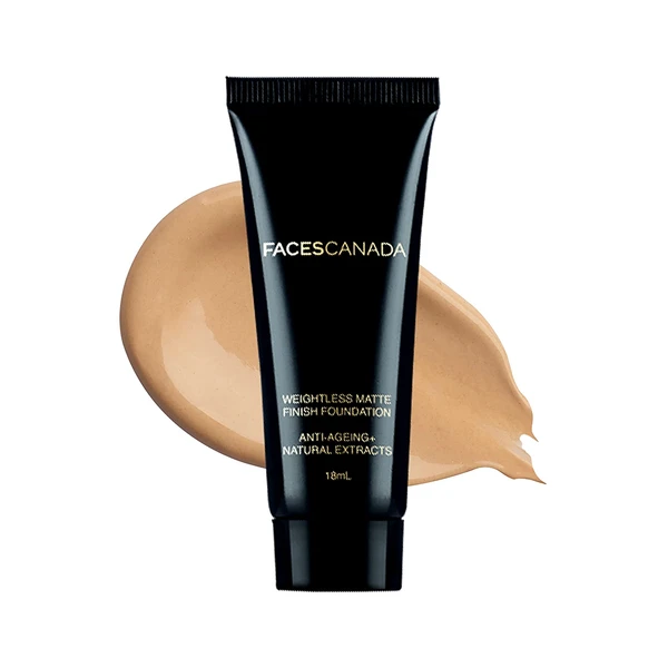 Faces Canada Weightless Matte Finish Foundation - Beige 03, 18Ml Ultra Blendable Smooth Texture, Natural Matte Finish, Anti-Ageing, Grape Extract, Shea Butter, Olive Seed Oil Enriched