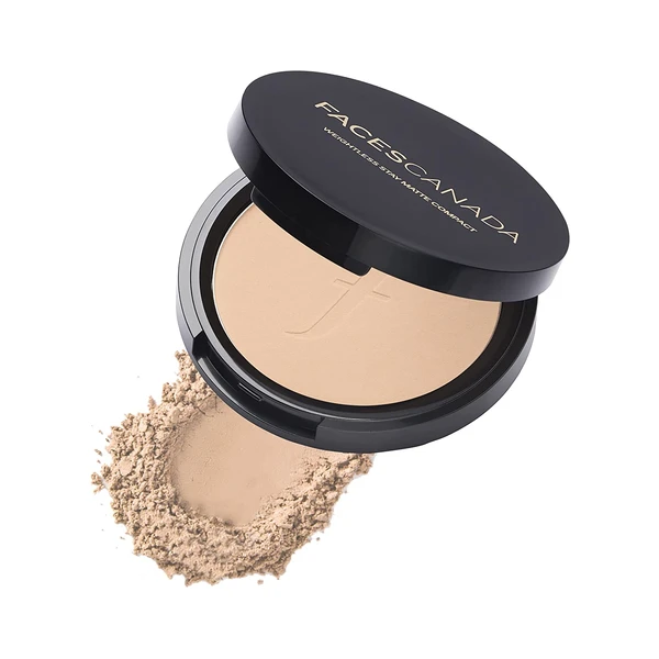 Faces Canada - Weightless Stay Matte Finish Compact Powder | 9 g | Non Oily Matte Look | Evens Out Complexion | Hides Imperfections | Blends Effortlessly | Pressed Powder For All Skin Types