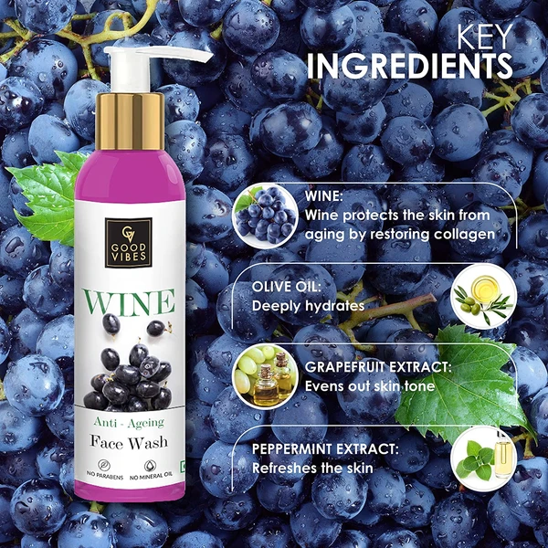 Good Vibes Wine Anti-Ageing Face Wash 120Ml