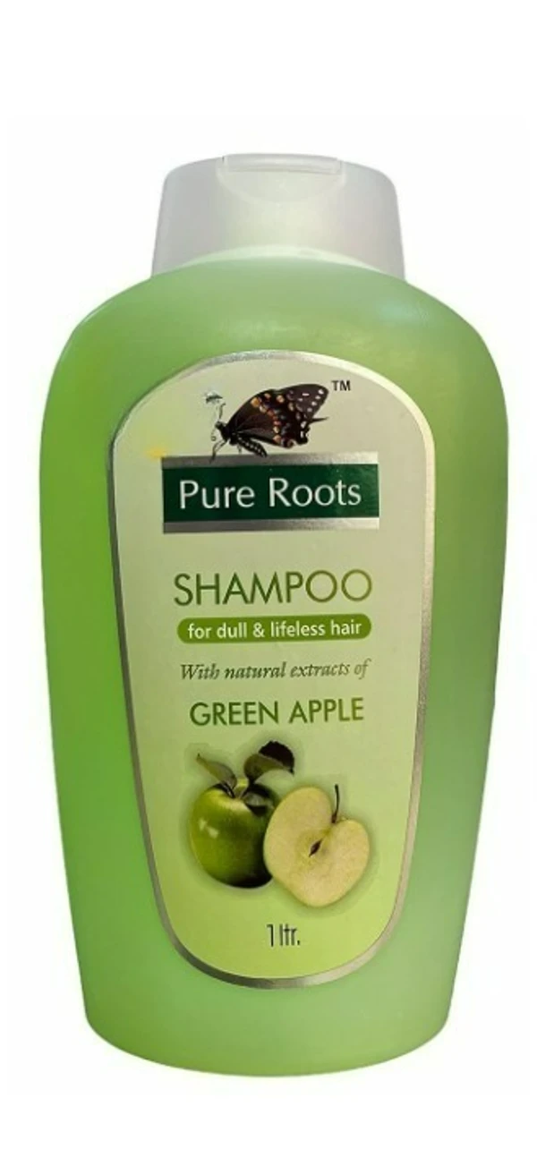 Pure Roots Green Apple Mild pH Balanced Shampoo - 1000 ml with Free Face Wash