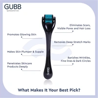 GUBB Derma Roller For Face Acne Scars, Skin Ageing & Hair Regrowth - Reduces Hair Fall | Stimulates Hair Follicles | Suitable for Beard Also | Safe & Effective - Black