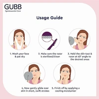 GUBB Foldable Face Razor For Women | For Easy & Safe Hair Removal | For Eyebrows, Upper Lip, Forehead, Peach Fuzz, Chin and Sideburn - Pack of 1(3Pcs)