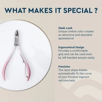 GUBB Nail Nipper Professional Nail Clipper For Thick/Ingrown Nails, Cuticle Cutter Pink
