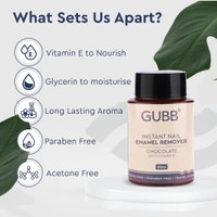 GUBB Nail Paint Remover Dip & Twist | Acetone Free | Removes nail-enamel instantly | contain vitamin E| Skin-friendly |Intensely moisturizes | Best For Natural Fingernail | Chocolate Aroma - 80ml