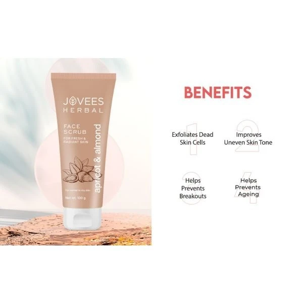 JOVEES HERBAL Jovees Herbal Apricot & Almond Scrub Face Scrub Reduces Pigmentation Gently Removes dead Skin Cells