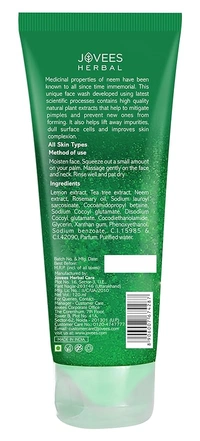 Jovees Herbal Neem Face Wash With Neem & Tea Tree Extracts | For Oily & Acne Prone Skin | Oil Control, Remove Impurities And Prevents Pimples For Men & Women | 120 ML