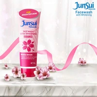 JUNSUI NATURALS Junsui Naturals Face Wash - Extra Radiance 100gm | Powered With Sakura & Yam Bean Extracts | Micro Scrub Foaming Type | Skin Brightening Face Wash For Girls & Women Daily Use