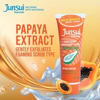 Junsui Naturals Face Wash - Papaya Scrub 100gm | Powered With Papaya & Yam Bean Extracts | Gently Exfoliates & Foaming Scrub Type | Skin Brightening Face Wash For Girls & Women Daily Use
