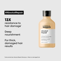 L'Oreal Professionnel LOreal Professionnel Absolut Repair Shampoo for Damaged & Weaken Hair, 300ml | Professional Hair Repairing Shampoo | Hair Strengthening Shampoo