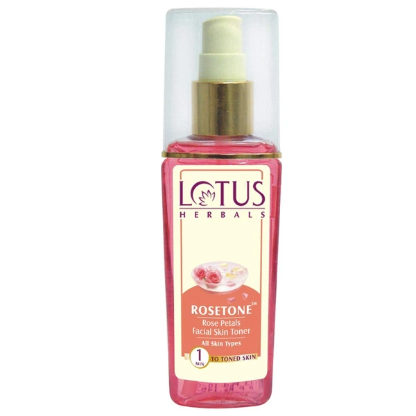 Lotus Herbals Rosetone Rose Petals Facial Skin Toner Alcohol-Free| With Cucumber & Basil oil| For Combination & Oily Skin | 100ml
