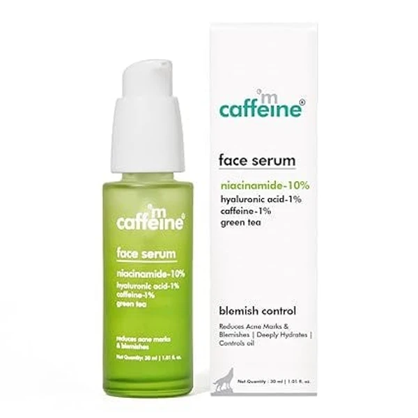 MCAFFEINE mCaffeine 10% Niacinamide Face Serum for Acne Prone Skin & Oily Skin | With Goodness of Hyaluronic Acid & Green Tea | For Men & Women | Ideal For Monsoon Season | 30ml