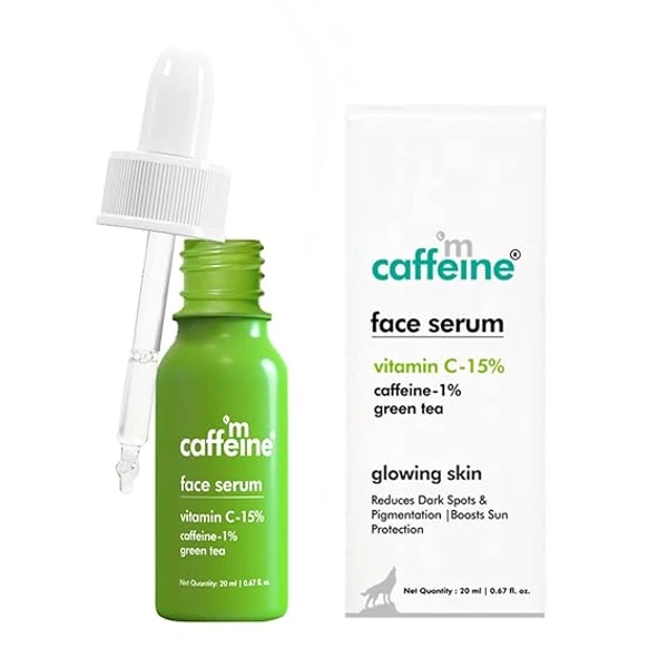 mCaffeine 15% Vitamin C Face Serum for Pigmentation & Dark Spot | Revives Dull Skin & Protects Against Sun Damage | Day & Night Serum for Face - 20ml