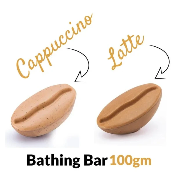 MCAFFEINE mCaffeine Cappuccino And Latte Coffee Bathing Bar, pH 5.5 Soap, Free Syndet Bar For Skin Polishing & Moisturization, 200 gm - Pack of 2