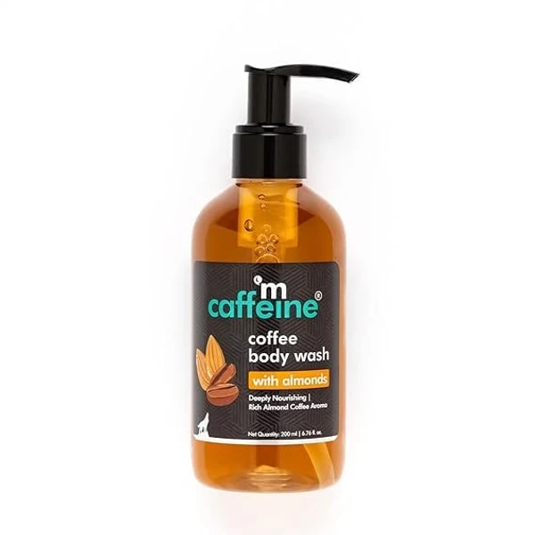 MCAFFEINE mCaffeine Coffee Body Wash with Almonds | De-Tan & Deep Cleansing Shower Gel | Enriched with Vitamin E & in Energizing Nutty Almond Aroma | Suitable for All Skin Types | For both Men & Women (200ml)