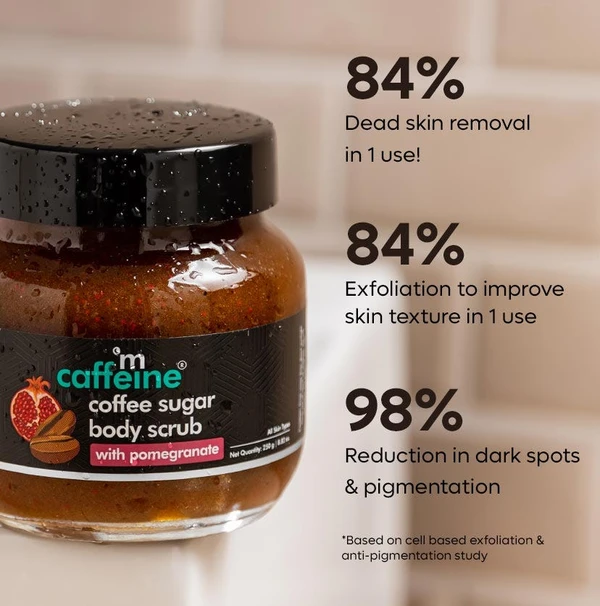 MCAFFEINE mCaffeine Coffee Sugar Body Scrub with Pomegranate for Gentle Exfoliation & Smoothening - 250g