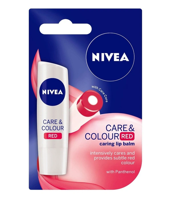 Nivea Care & Colour Red - Lip Balm, 4.8 gm